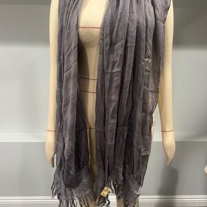 Elegant Gray Fringed Scarf, NWT